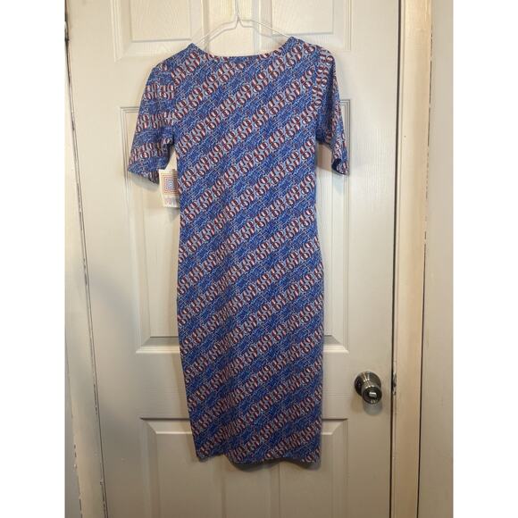 LuLaRoe Julia Women's Size XXS Half Sleeve Fourth Of July Themed Dress NWT - Picture 8 of 15